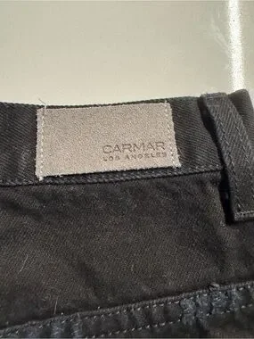 Carmar | Skirts | Carmar Black Denim Mini Skirt With Label Detail ...